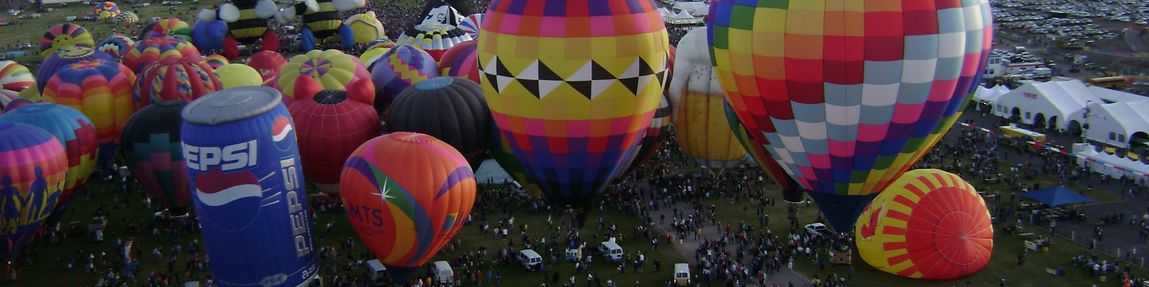 hot air balloons viewed from above