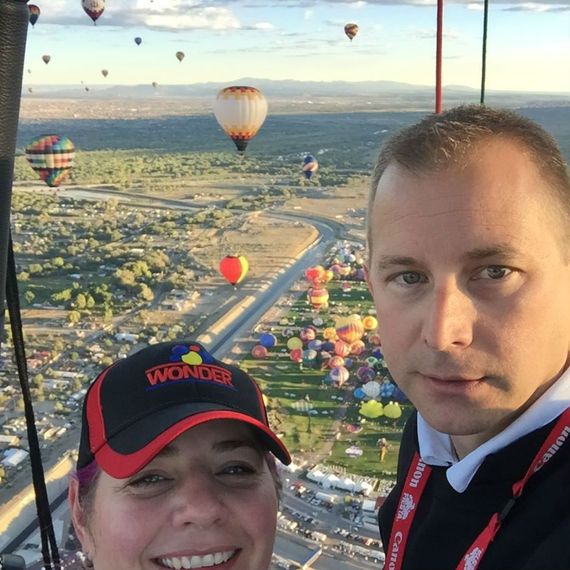 man and woman in a balloon